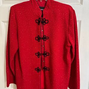 Vintage Sag Harbor Jacket Snap Up Women Size 10 Red Long Sleeve Formal Party